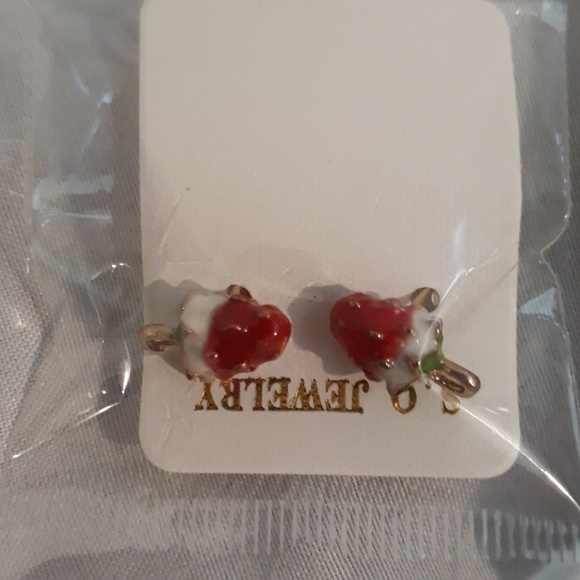Cute Enamel Strawberry Stud Earrings - Picture 8 of 8